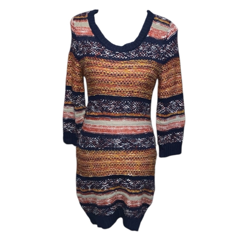 Pink Rose Petite Medium Multi Pattern Knit Sweater Dress
